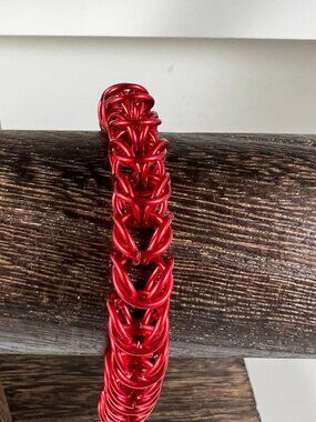 Handcrafted Red Aluminum Chainmail Bracelet With Silver Magnetic Clasp